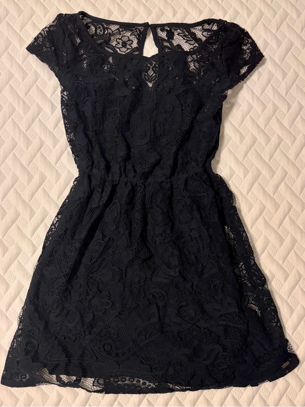 Hollister Navy Lace Cap-Sleeve Mini Dress
